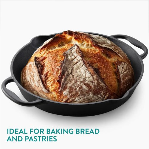 Тиган от чугун Navaris за печка / фурна / грил - 30,6 см - черен, NAV0000100Q004C