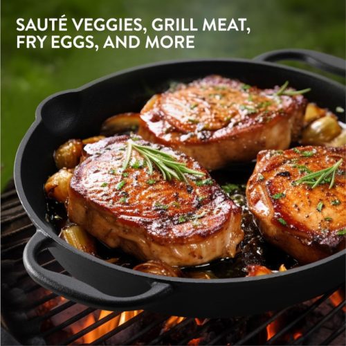 Тиган от чугун Navaris за печка / фурна / грил - 30,6 см - черен, NAV0000100Q004C