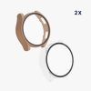 Комплект 2 калъфа Kwmobile със защитно стъкло за Samsung Galaxy Watch 6, кремав/прозрачен, пластмаса, KWM000024TC002C