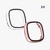 Комплект от 2 капака Kwmobile със защитно стъкло за Fitbit Versa 4/Sense 2, прозрачен/розов, пластмаса, KWM000024UJ003C