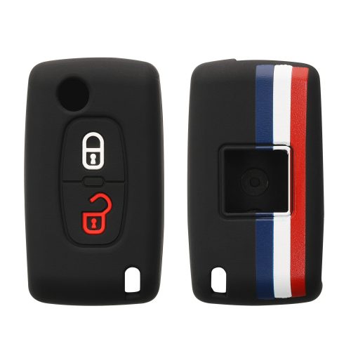 Капак за автомобилен ключ Kwmobile за Peugeot/Citroen 2 бутона, многоцветен, силикон, KWM0000093T004C