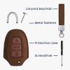 Капак за автомобилен ключ Kwmobile за Peugeot/Citroen 3 бутона - Smart Key, кафяв, екологична кожа, KWM000024XO001C