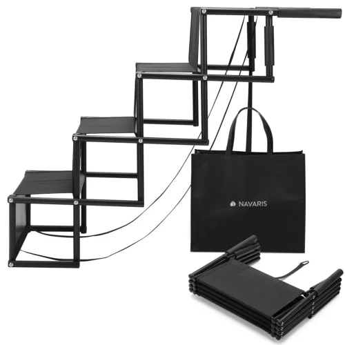 Scari pliabile auto pentru caini Navaris, 4 trepte, 107x76x47 cm, cu geanta, NAV0000272B001C