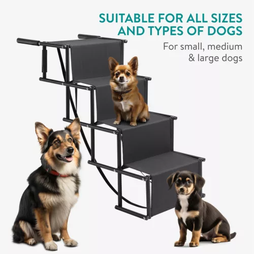 Scari pliabile auto pentru caini Navaris, 4 trepte, 107x76x47 cm, cu geanta, NAV0000272B001C