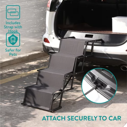 Scari pliabile auto pentru caini Navaris, 4 trepte, 107x76x47 cm, cu geanta, NAV0000272B001C