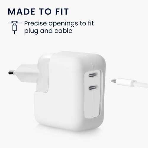 Kwmobile Капак за зарядно за Apple 35W Dual USB-C захранващ адаптер, бял, силикон, KWM000024YY001C