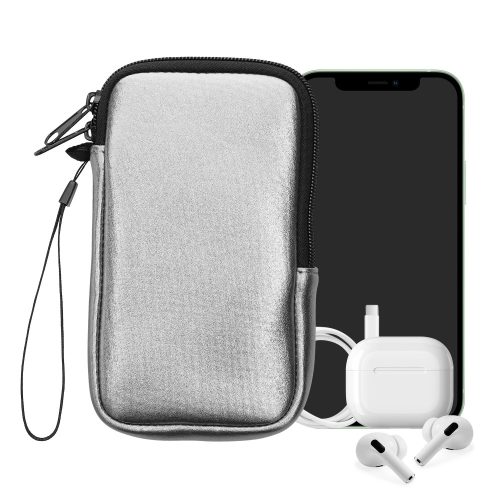 Универсален калъф за телефон Kwmobile, размер M - 5,5 инча, сребрист, неопрен, KWM0000099O170C