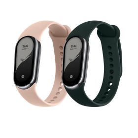   Комплект от 2 каишки Kwmobile за Xiaomi Mi Band 8, тъмнозелен/розов, силикон, KWM0000194G006C