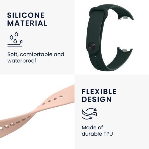 Комплект от 2 каишки Kwmobile за Xiaomi Mi Band 8, тъмнозелен/розов, силикон, KWM0000194G006C