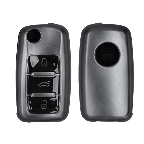 Капак за автомобилен ключ Kwmobile за Skoda/Seat 3 бутона, сив/черен, силикон, KWM000009SP018C