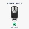 Капак за автомобилен ключ Kwmobile за Audi 3 бутона - Smart Key, сив/черен, силикон, KWM000010WM002C