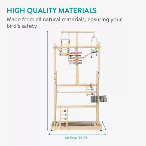 Jucarie din lemn Navaris pentru papagali, 4 niveluri, 48.5x35x97 cm, NAV0000273S002C
