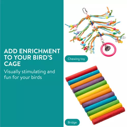 Set jucarii papagali Navaris, 2 piese, pod si mestecat, lemn de plop, NAV0000273T002C