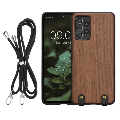 Kwmobile Кейс за Samsung Galaxy A52/Galaxy A52 5G/Galaxy A52s 5G, Кафяв, Дървен/Силиконов, KWM000021NY001C
