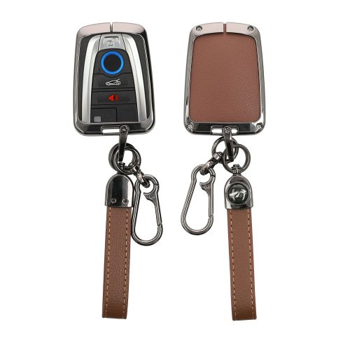 Калъф за автомобилен ключ Kwmobile за BMW 4 бутона - Smart Key, кафяв/сив, цинк, KWM000025BX001C