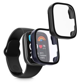   Комплект от 2 калъфа Kwmobile със защитно стъкло за Xiaomi Redmi Watch 3 Active / Redmi Watch 3 Lite, черен/тъмно син, пластмаса, KWM000024ZD003C