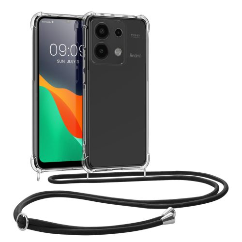 Kwmobile калъф с връзка за връзка за Xiaomi Redmi Note 13, прозрачен/черен, силиконов, KWM000020MV001C