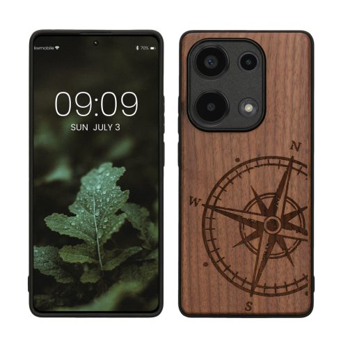 Kwmobile калъф за Xiaomi Redmi Note 13 Pro, кафяв, дърво/силикон, KWM000020NA001C