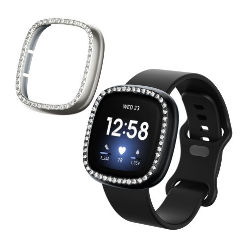 Комплект от 2 калъфа Kwmobile за Fitbit Versa 3/Sense, черен/сребрист, пластмаса, KWM000024ZI002C