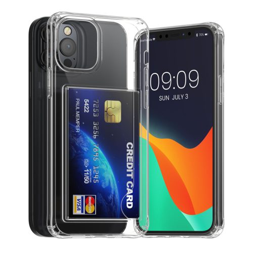 Kwmobile калъф с гнездо за карта за Apple iPhone 12/iPhone 12 Pro, прозрачен, поликарбонат, KWM000022RD001C