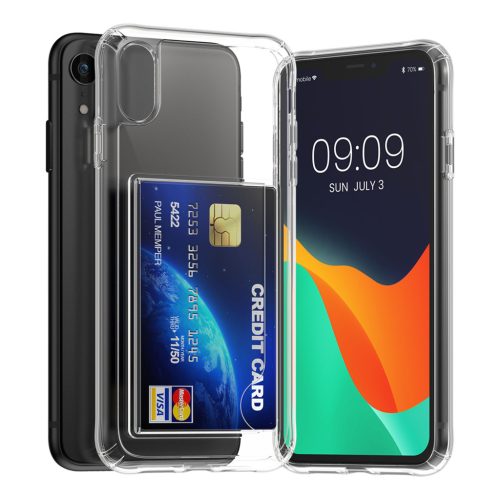 Kwmobile калъф с гнездо за карта за Apple iPhone XR, прозрачен, поликарбонат, KWM000022RF001C
