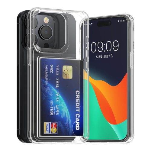 Kwmobile калъф с гнездо за карта за Apple iPhone 14 Pro, прозрачен, поликарбонат, KWM000022RH001C