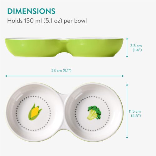 Castron dublu Navaris anti-varsare pentru animale mici, ceramica, NAV000013SF003C