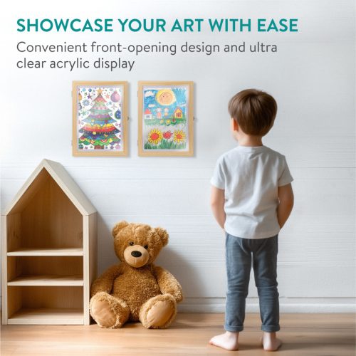 Set 2 rame foto Navaris, deschidere frontala, format A4, schimbare rapida, lemn de pin, maro, lemn