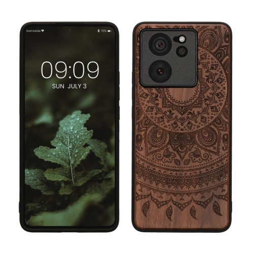 Kwmobile калъф за Xiaomi 13T/13T Pro, кафяв, дърво/силикон, KWM000020IR005C