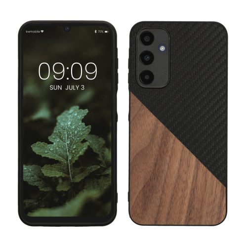 Kwmobile калъф за Samsung Galaxy A25, кафяв/черен, дърво/силикон, KWM000021QX001C