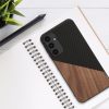 Kwmobile калъф за Samsung Galaxy A25, кафяв/черен, дърво/силикон, KWM000021QX001C