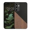 Kwmobile калъф за Samsung Galaxy A35, кафяв/черен, дърво/силикон, KWM000021QY001C