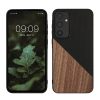 Kwmobile калъф за Samsung Galaxy A55 5G, кафяв/черен, дърво/силикон, KWM000021QZ001C
