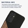 Kwmobile калъф за Samsung Galaxy A55 5G, кафяв/черен, дърво/силикон, KWM000021QZ001C