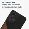 Kwmobile Кейс за Motorola Moto G24/Moto E14/Moto G04, Кафяв/Черен, Дървен/Силиконов, KWM000022RR001C