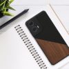 Kwmobile Кейс за Motorola Moto G24/Moto E14/Moto G04, Кафяв/Черен, Дървен/Силиконов, KWM000022RR001C