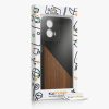 Kwmobile Кейс за Motorola Moto G24/Moto E14/Moto G04, Кафяв/Черен, Дървен/Силиконов, KWM000022RR001C
