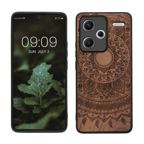 Kwmobile Кейс за Xiaomi Redmi Note 13 Pro Plus 5G, Кафяв, Дървен/Силиконов, KWM000020KL003C