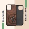 Kwmobile калъф за Apple iPhone 15, кафяв, дърво/силикон, KWM000020EG002C