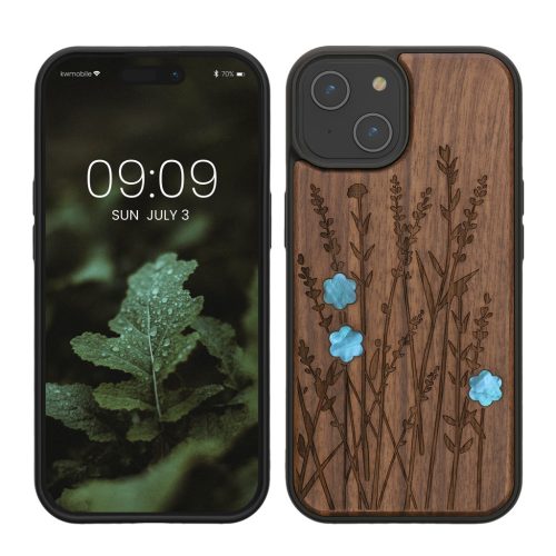 Kwmobile калъф за Apple iPhone 15, кафяв, дърво/силикон, KWM000020EG003C
