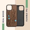 Kwmobile калъф за Apple iPhone 15, кафяв, дърво/силикон, KWM000020EG003C