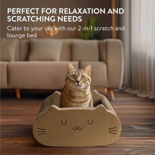 Легло за котка Navaris, 41x40x20 см, 2 в 1, рециклиран картон, кафяво