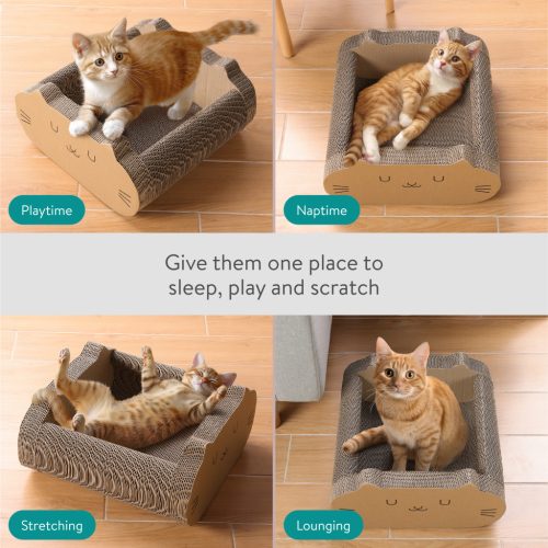 Легло за котка Navaris, 41x40x20 см, 2 в 1, рециклиран картон, кафяво