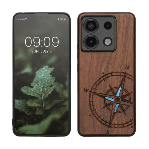 Kwmobile Кейс за Xiaomi Redmi Note 13 Pro 5G, Кафяв, Дървен/Силиконов, KWM000020MN003C