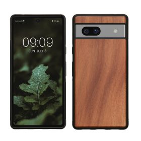   Kwmobile калъф за Google Pixel 7a, кафяв, дърво/силикон, KWM000019YJ004C