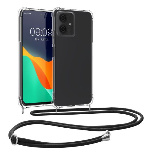 Kwmobile калъф с връзка за Motorola Moto G64, прозрачен/черен, силиконов, KWM000022SU001C
