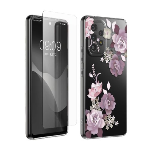 Комплект калъф и защитно фолио Kwmobile за Samsung Galaxy A53 5G, многоцветен, силикон/закалено стъкло, KWM000021SF002C