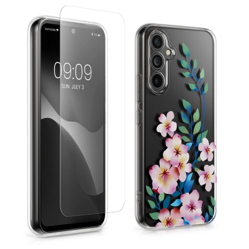 Комплект калъф и защитно фолио Kwmobile за Samsung Galaxy A54 5G, многоцветен, силикон/закалено стъкло, KWM000021SG001C