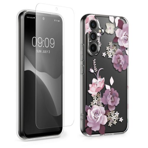 Комплект калъф и защитно фолио Kwmobile за Samsung Galaxy A54 5G, многоцветен, силикон/закалено стъкло, KWM000021SG002C