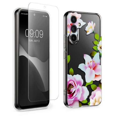 Комплект калъф и защитно фолио Kwmobile за Samsung Galaxy A54 5G, многоцветен, силикон/закалено стъкло, KWM000021SG003C